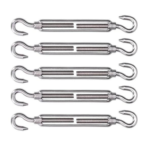 304 Stainless Steel Turnbuckle Hook Double Hooks Wire Rope Tension Shade Sail Hardware Kit (M6)