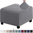 thumbnail image 4 of Kearding Funda otomana elástica para el hogar y la Oficina, funda protectora para reposapiés de poliéster estirable para dormitorio, Decoración del hogar gris claro, 4 of 6