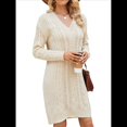 thumbnail image 3 of Vestidos Tipo Suéter Holgados de Otoño con Cuello en V, Larga y por Encima de la Rodilla para Mujer. Albaricoque XXL, 3 of 10