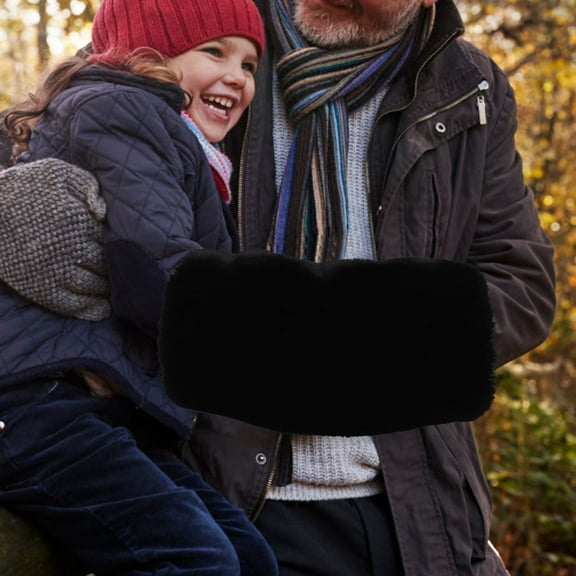 BESTOYARD 1Set Fleece Hand Muff Black Warm Winter Hand Muffs for Adults