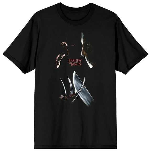 Freddy Vs. Jason Classic Poster Art Crew Neck Short Sleeve Women's Black T-shirt-Medium