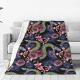 thumbnail image 1 of Balery Snake And Flower Manta de Felpa Suave y Acogedora – Cobija de Franela Aterciopelada para Cama, Lavable y Cálida para Sofá, Mascotas, Transpirable-50"x40", 1 of 7