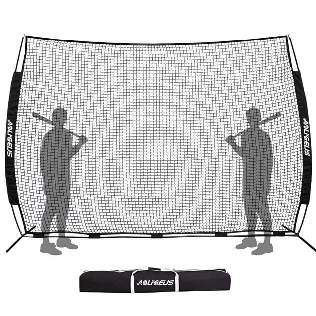 AOLIGEIJS Sports Barrier Net,Sports Net,Barricade Backstop Net,Perfect for Baseball,Softball,Soccer, Basketball,Lacrosse (12X9FT-Black)
