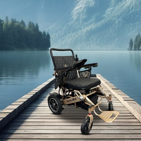 MALISA Electric Wheelchair for Adults, Portable All Terrain Lightweight Wheelchairs, Blue