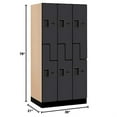 thumbnail image 4 of 12" Wide Double Tier 'S' Style Designer Wood Locker - 3 Wide - 6 Feet High - 21 Inches Deep - Black, 4 of 4