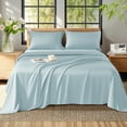 thumbnail image 3 of Baauye Cozy Bamboo Sheets Set, 4-Piece King Sheet Set with 16" Deep Pockets, Soft and Breathable Bed Sheets, Spa Blue, 3 of 7