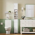 thumbnail image 6 of Narrow Bathroom Storage Cabinet with 5 Adjustable Shelves & Drawer, Freestanding Cupboard for Small Spaces, White, 6 of 6