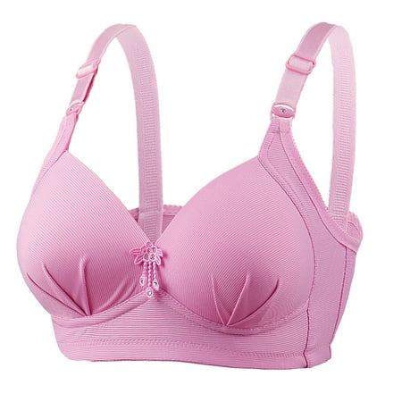 

YWDJ Breast Feeding Bras for Women Womens Plue Size Adjustable Full Cup No Steel Ring Cotton Breathable Underwear Purple L