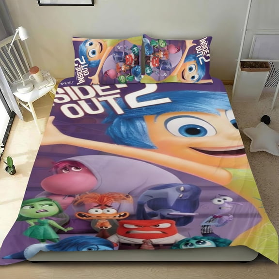Inside Out 2 Duvet Cover 3 Piece Bedding Set,Teens Comforter Cover Set Super Soft Duvet Cover with 2 Pillowcase Twin: 68"x86"