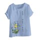 thumbnail image 2 of TaTaai Casual Printed Button Blouse, Women's Short Sleeve Linen Feel T-Shirt, Comfortable Top for All Seasons Gift, 2 of 4