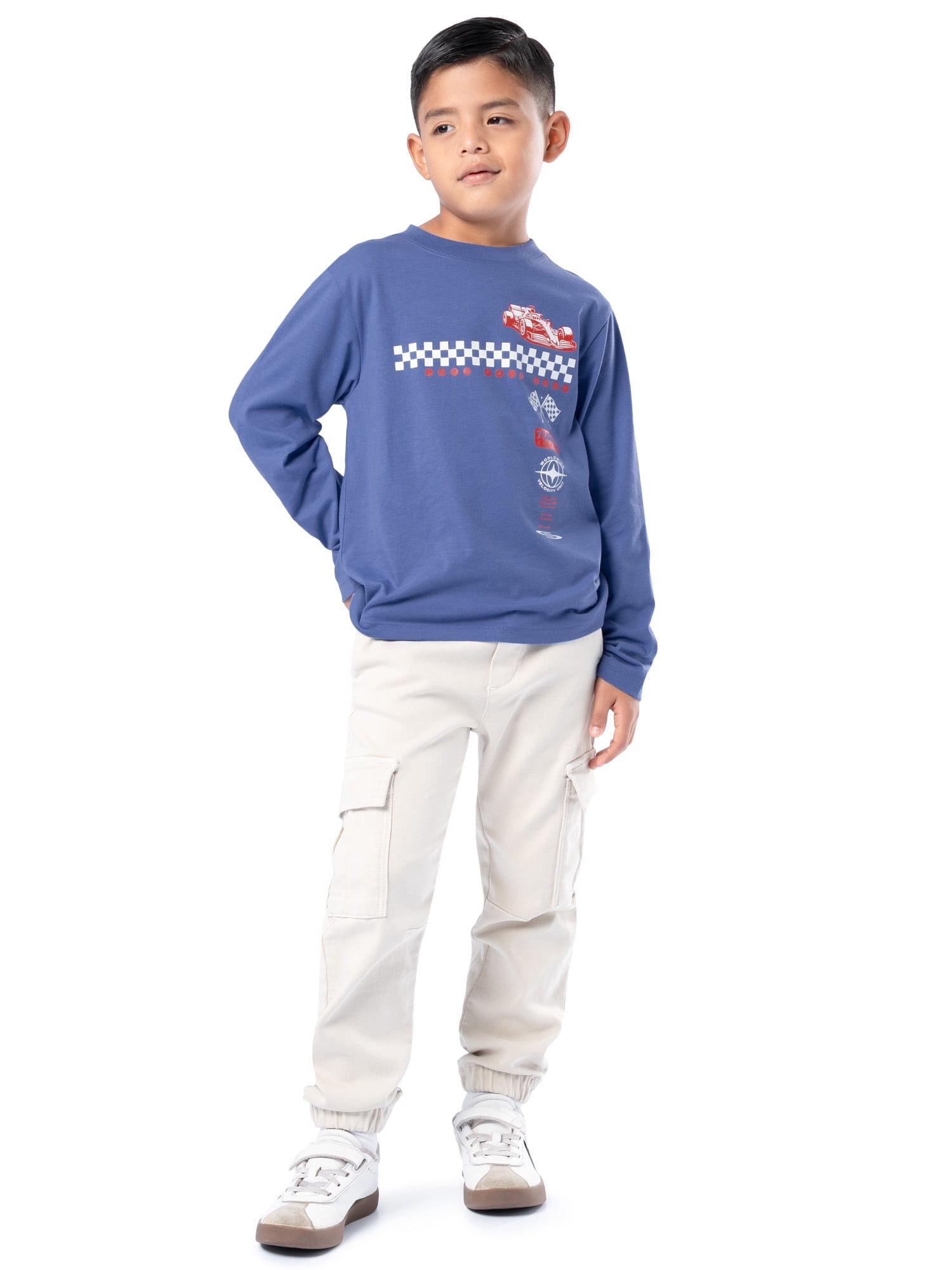 Wonder Nation Boy's Long Sleeve Elevated Graphic T-Shirt, Sizes 4-18 & Husky