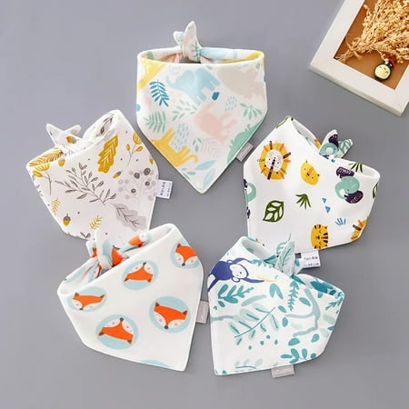 5pcs/lot Baby Bibs Cotton Saliva Towel Triangle Scarf Newborn Double Layer Burp Cloths Bandana Baby Accessories Newborn elephant
