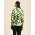 thumbnail image 3 of Moomaya Printed Mandarin Collar Rayon Tops For Women, Elbow Sleeve Casual Tunic Top, 3 of 9