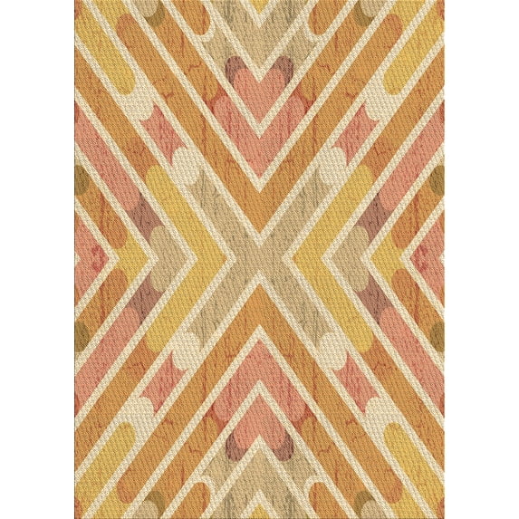 Ahgly Company Indoor Rectangle Patterned Papaya Orange Area Rugs, 5' x 7'