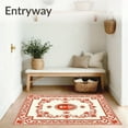 thumbnail image 3 of ODIKA 6'x9' Machine Washable Non-Slip Area Rug, Vintage Skeleton Cameo with Ornate Floral Scrolls High Traffic Rug, Red, 514382, 3 of 7