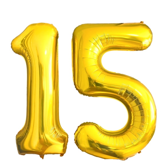 Globo Firomi con 15 números de lámina dorada de Mylar, 40 cm, para 15ª fiesta