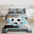 thumbnail image 2 of Homewish Football Soccer Sport Queen Comforter Set,Old Barn Door Bedding Sets,White Blue Gray Bedding Comforter Set For Teens,Luxury Bedroom Decor Reversible,3-Piece, 2 of 8