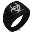 thumbnail image 1 of Stainless Steel Biohazard Chevron Pattern Biker Style Polished Ring, 1 of 1