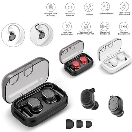 Wireless Earbuds, Hands-free Sport Headphones Sweatproof In Ear Headset Blue tooth Earphones for Cellphones, with Charging Case