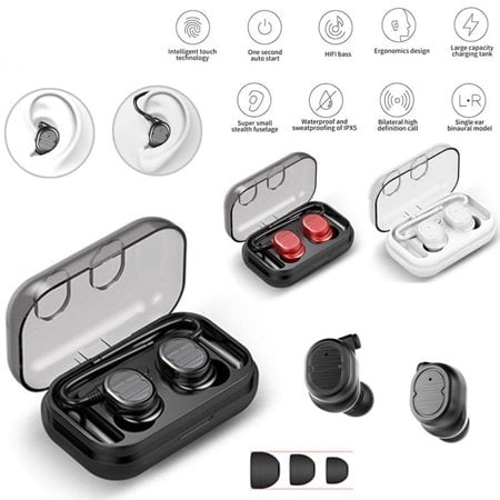 Waterproof Wireless Headphones Sport Earbuds Stereo Earphones Heavy Bass Headset With Mic, Ear Hooks, Charging