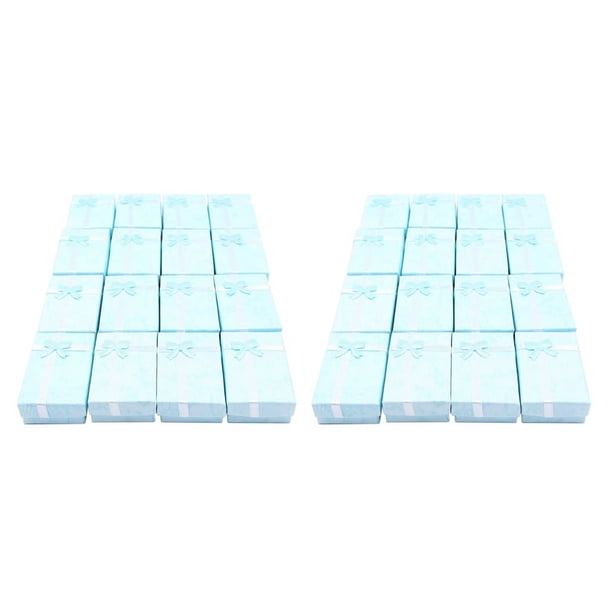 Cajas de Regalo de Joyería de Papel de 32 Piezas para Anillos de Exhibición de Joyería, Pequeños Relojes (Azul )