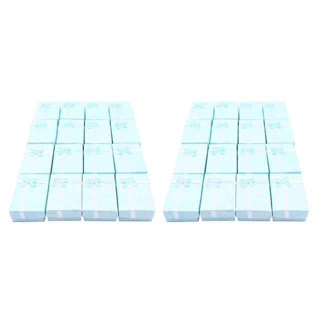 Cajas de Regalo de Joyería de Papel de 32 Piezas para Anillos de Exhibición de Joyería, Pequeños Relojes (Azul )