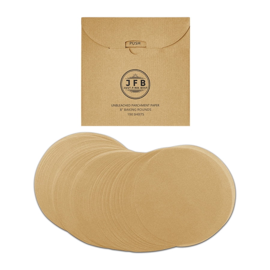 Just.Find.Best Unbleached Parchment Paper - 8” Baking Rounds - 150 Sheets