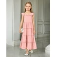 thumbnail image 6 of Arshiner Girls Maxi Summer Short Flutter Sleeve Casual Dress with Pockets, 6 of 6