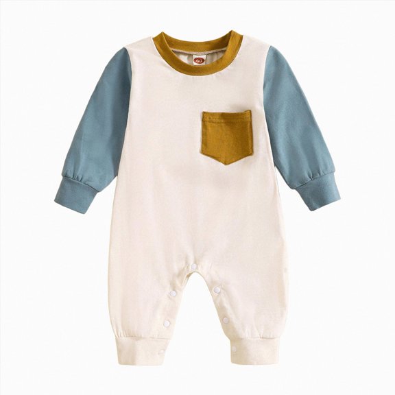 larppty Unisex Newborn Clothes 0-12 Months Long Sleeve Snaps up Solid Ribbed Knit Baby Outfits(Blue)