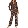 thumbnail image 2 of FOR U DESIGNS Vintage Rooster Pajamas Sets for Women 2 Piece Size XS Pants Button Up Sleepwear Long Sleeve V-neck Tops for Womens Nightwear Sets Button Front, 2 of 7