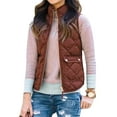 thumbnail image 1 of Xingqing Women Puffer Padded Vest Jacket Gilet Ladies Sleeveless Coat Snowsuit Jacket Brown S, 1 of 5