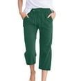 thumbnail image 1 of MIASHUI Women's Korean Style Casual Drawstring Pants Slim Fit Capri 7/8 Length Loose Fit Solid Color Plus Size Green,XL, 1 of 5