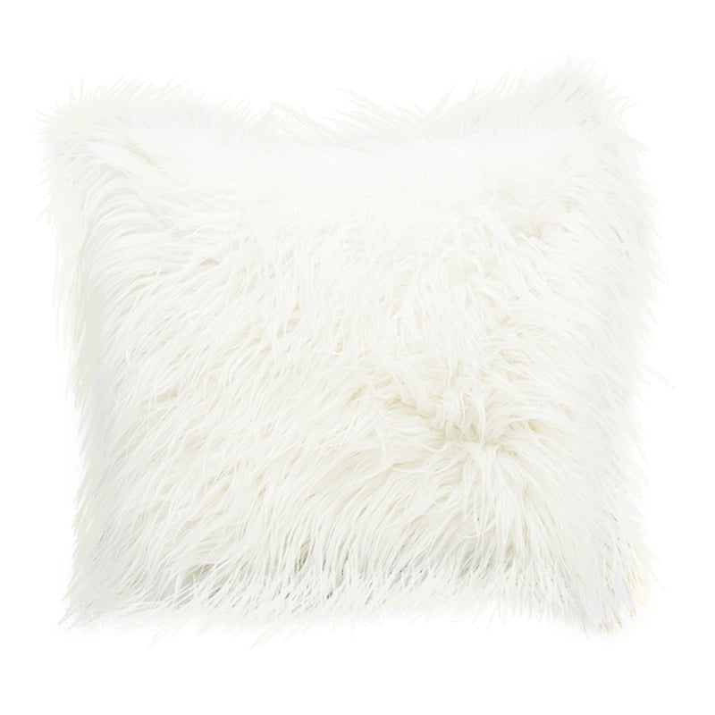Fluffy Solid Color Square Throw Pillow 
