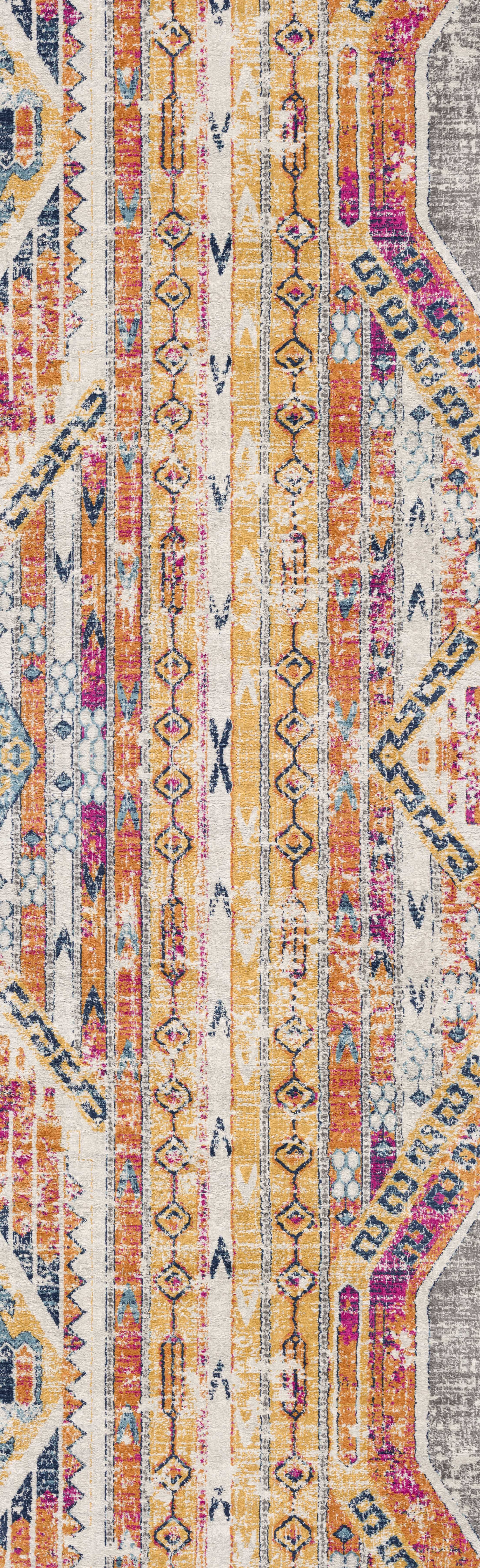 Tapis d'intérieur bohème Branch Savannah 2' x 30' (taille exacte : 2'3" 30'), jaune beige, moderne - Entrée, couloir, salle de bain et cuisine