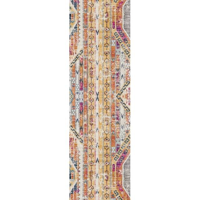 Rug Branch Savannah 2' x 16' (Exact Size: 2'3" x 16') Boho Indoor Runner Rug, Yellow Beige, Modern - Entryway, Hallway, Bathroom, and Kitchen