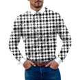 thumbnail image 1 of Camisas Para Hombre Camisa de manga larga con botón de solapa y estampado a cuadros informal para hombre (White, M), 1 of 5