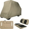 Classic Accessories Fairway Golf Car Storage Cover, Khaki with Neoprene Seat Cover and Blanket Bundle