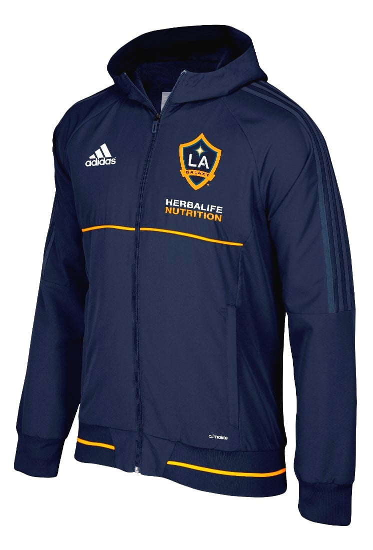 Los Angeles Galaxy Adidas Men's MLS 2017 Travel Sideline Full Zip Hooded Jacket by Adidas