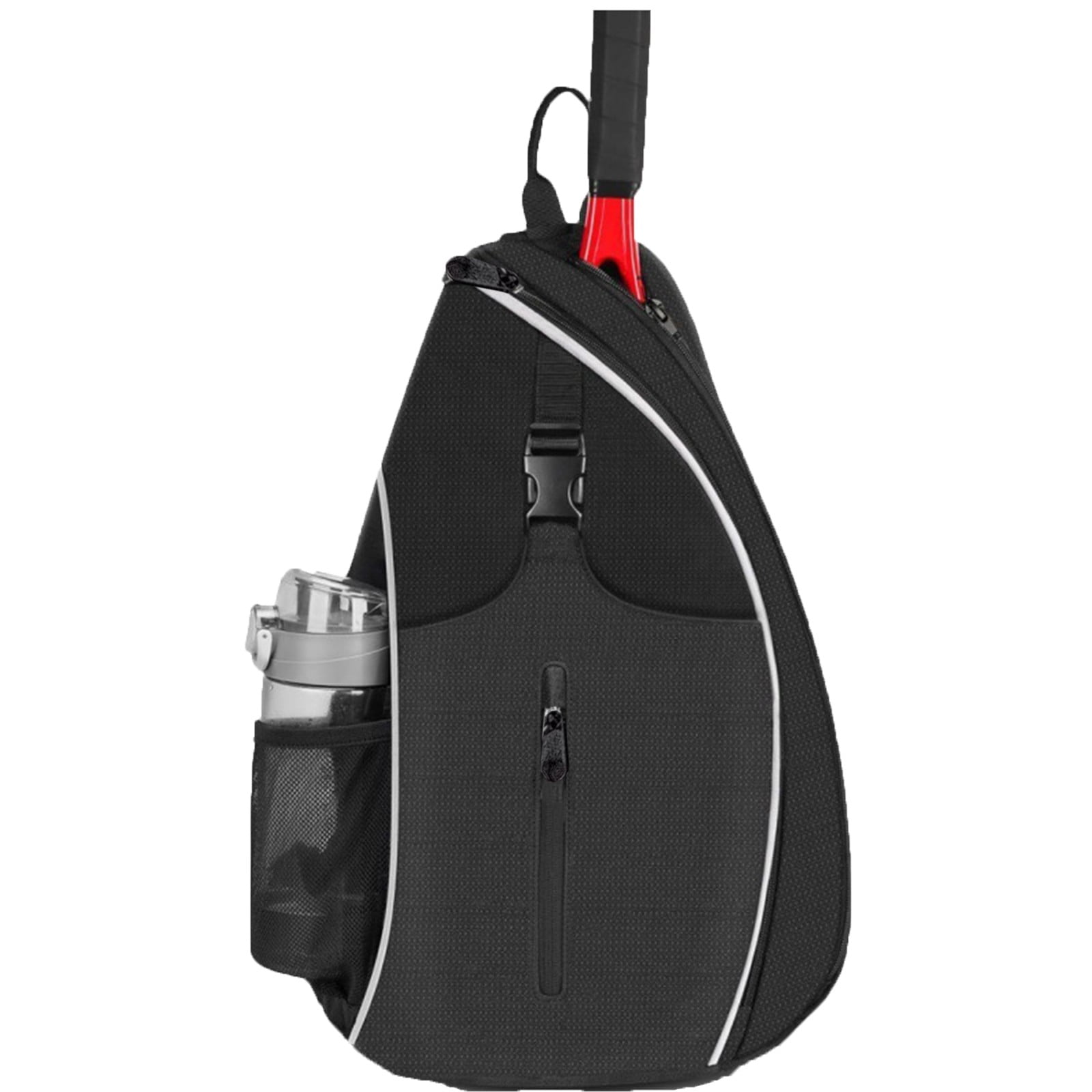 Tennis Racket Backpack - Adjustable Shoulder Bag for Badminton/Squash - 19.3" Padded Compartment with Anti-Theft Pockets & Water Bottle Holders (Black)
