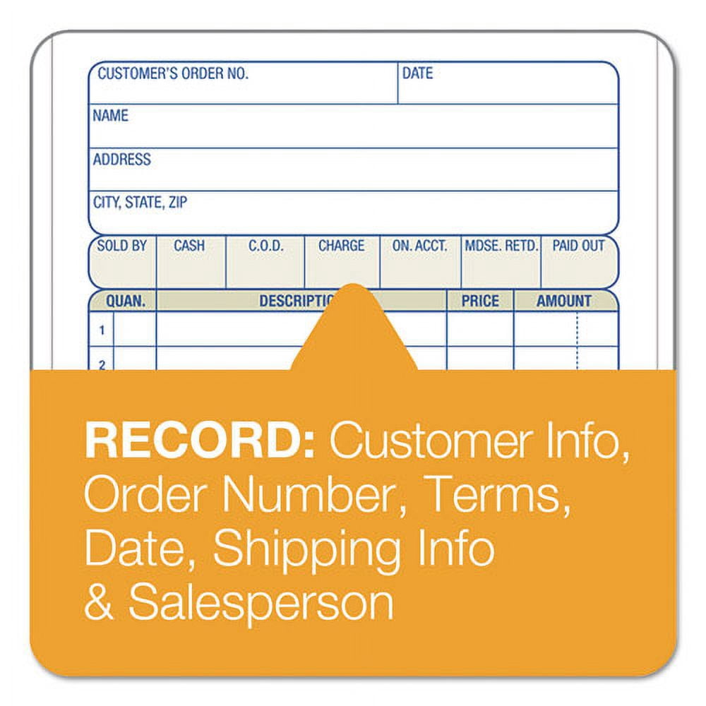 "Carbonless Sales Order Book, Three-Part Carbonless, 4.19 X 7.19, 50 Forms | Bundle of 5 Each"