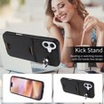 thumbnail image 2 of Classic Wallet Case Compatible with iPhone 16 Plus for Men Women, with 360° Rotation Finger Ring Kickstand PU Leather Shockproof Phone Cover with Card Slot for iPhone 16 Plus, Black, 2 of 10