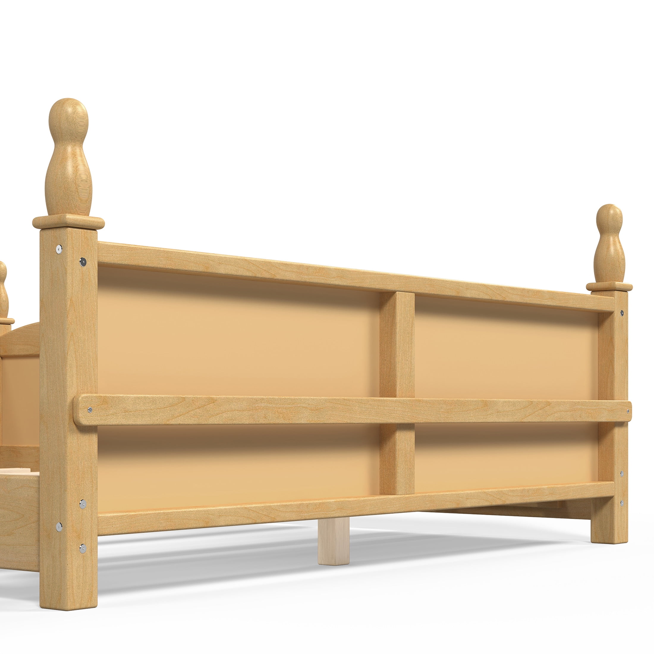 GDF Studio Full Size Montessori Floor Bed with Guardrails & Side Bookshelf, Childlike Design, Natural