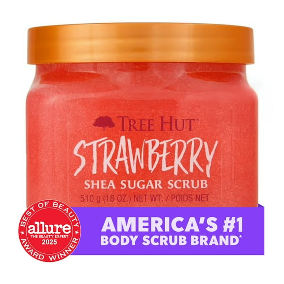 Tree Hut Shea Sugar Exfoliating Body Scrub Strawberry, 18 oz