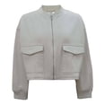 thumbnail image 1 of Chamarra George para Mujer, con Cierre, Cuello Redondo, Corta, Elástico en Cintura Parte Trasera Beige Talla M, 1 of 4