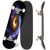 31'' Complete Skateboard 7 Layer Canadian Maple Double Kick Deck Skateboards Spiral galaxy Skate Board for Beginner Adult Gifts