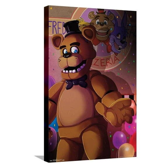 Five Nights at Freddy's - Pizzeria Art Canvas Wall Poster, 14.725" x 22.375"