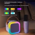 thumbnail image 3 of Mini Machine for Kids Girls & Boys - Portable Bluetooth Speaker with 2 Wireless Microphones - Kids Birthday Gifts for Ages 4-10 - Kids' Instrument Accessories - Purple, 3 of 5