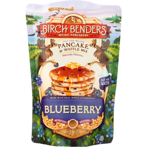 Birch Benders Mélange pour Crêpes Wffl Bleuet, Caisse de 6 X 14 Oz