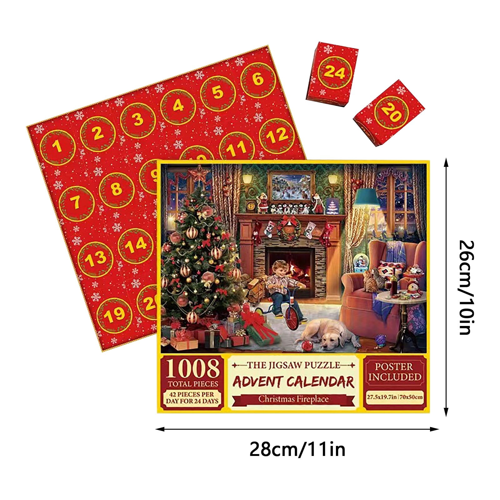 Calendrier De L'Avent Puzzle 2024 - 24 Boîtes Avec Pièces De Puzzle - Décoration Et Jeu Compte à Rebours Noël - 11