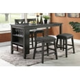 thumbnail image 2 of 5-Piece Bar Table and Chairs Set with Storage Shelves, Dining Table Set with Backless Stools, Counter Height Table Set for Kitchen Living Room, Dining Room, Game Room, Dark Brown, 2 of 8